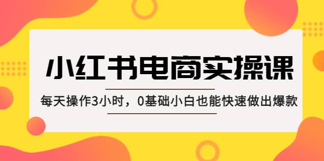 小红书·电商实操课：每天操作3小时，0基础小白也能快速做出爆款