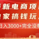 最新电商项目-搞钱玩法，新手日入3000+完全没有问题