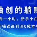 每天操作不到一小时，新手小白日赚1500+，最新搞钱高利润0成本项目