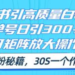 小红书引高质量白领粉，单号日引300+，可放大操作，爆粉秘籍！30s一个作品