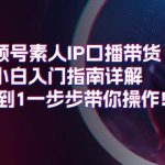 视频号素人IP口播带货小白入门指南详解，从0到1一步步带你操作!