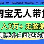 淘宝无人带货3.0高收益玩法，月入3万+，无脑躺赚，新手小白可落地实操