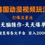 韩国动漫视频玩法，打爆流量池，分发各大平台，小白简单上手，…