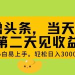 AI撸头条，轻松日入3000+，当天起号，第二天见收益。