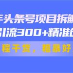 24年头条号项目拆解爆文，日均引流300+精准创业粉，全程干货，粗暴好用