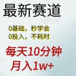 每天10分钟，月入1w+。看完就会的无脑项目