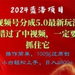 2024蓝海项目，视频号分成计划5.0最新玩法，错过了中视频，一定要抓住…