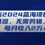 最新2024蓝海项目京东逛逛，无需剪辑，每月收入2万+