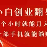 最新小白创业翻身项目，每天1个小时就能月入1万+，0门槛，一部手机就能…