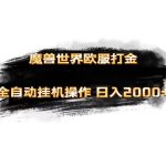 魔兽世界欧服最新玩法，单机日入1000+，矩阵操作，多开多得