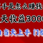 高手是怎么赚钱的，一天收益3000+ 这是穷人逆风翻盘的一个项目，非常…