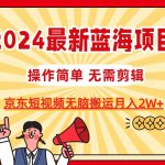 2024最新蓝海项目，无需剪辑，京东图文短视频无脑搬运月入2W+