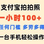 支付宝拍拍照 一小时100+ 无任何门槛  多劳多得 一台手机轻松操作