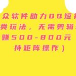 小众软件助力QQ短视频另类玩法，无需剪辑轻松日赚500-800元（支持矩阵…