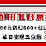 利用杠杆100元撬动500+创业粉，单日变现5位数